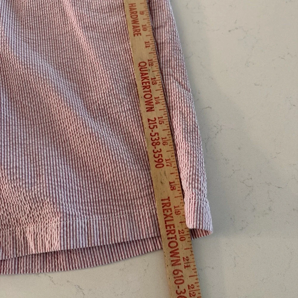 Vineyard Vines Club Shorts Mens 38 Red Seersucker Stripe Flat Front Preppy